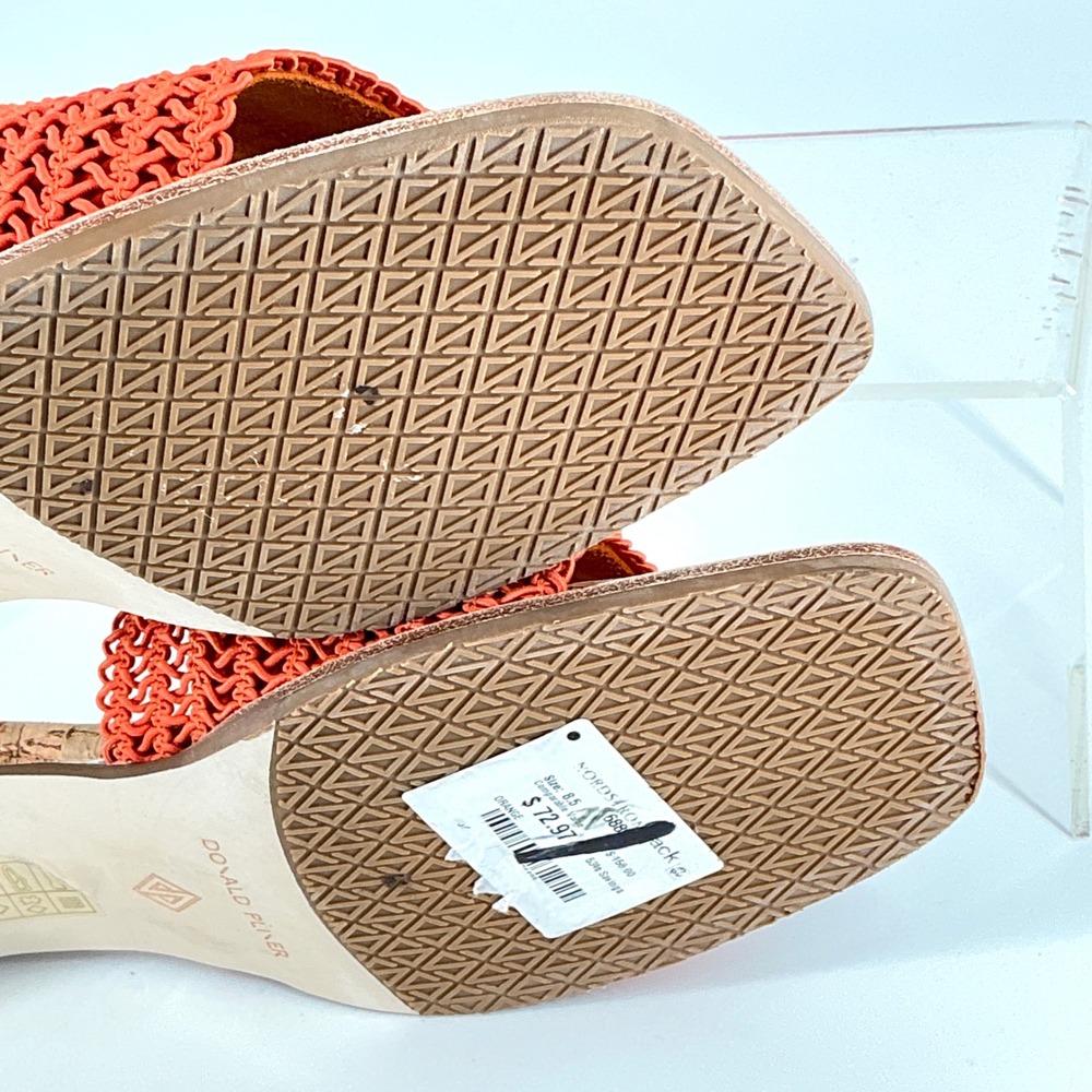 Donald Pliner Size 8.5 Orange Woven Cork Slide Sandals Heels NEW CLODIE $158 - Picture 12 of 16